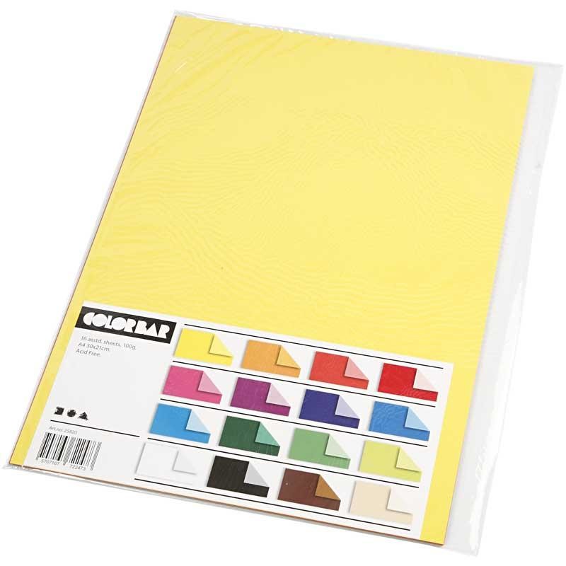 Color Bar Paper, A4, sheet 210x297 mm, 100 g, 16 ass sheets/ 1 pack [HOB-25820]