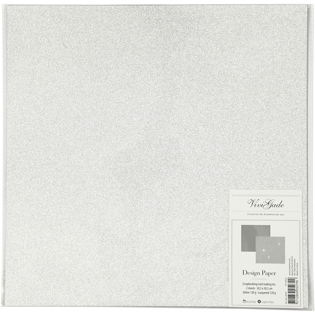 Design Paper, 30,5x30,5 cm, 120+128 g, silver, 2sheet/ 1 pack [HOB-26241]
