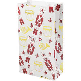 Paper Bag, nutcracker, H: 21 cm, size 6x12 cm, gold, red, white, 8 pc/ 1 pack [HOB-26297]