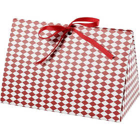 Folding gift box, harlequin pattern, size 15x7x8 cm, 250 g, red, white, 3 pc/ 1 pack [HOB-26299]