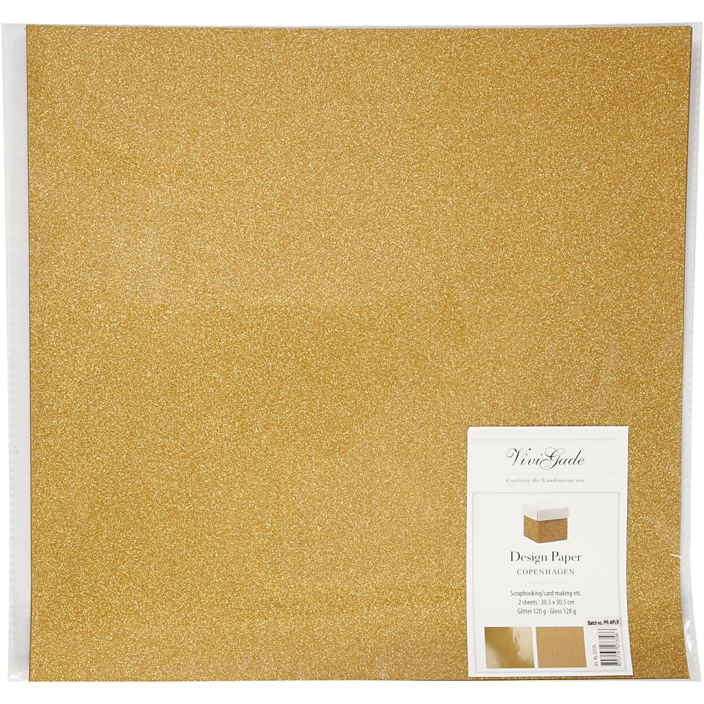 Design Paper, sheet 30,5x30,5 cm, 120+128 g, gold, 2 sheet/ 1 pack [HOB-26334]