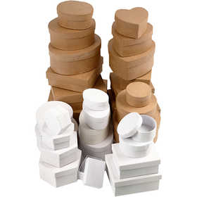 Boxes, size 6,5-18 cm, brown, white, 30 pc/ 1 set [HOB-26373]