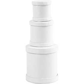 Drum Boxes, H: 4+5+7 cm, dia. 4+5+6,5 cm, white, 1 set [HOB-26803]