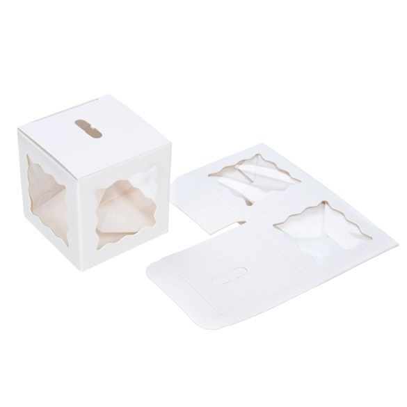 Kraft Gift Boxes White with 3 windows 5x5x5cm (25 pieces) [WGWG347]