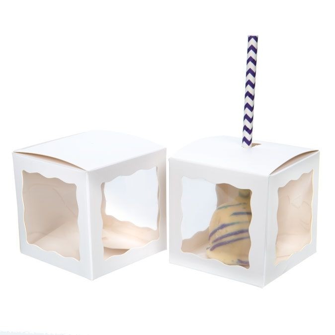 Kraft Gift Boxes White with 3 windows 7.5x7.5x7.5cm (25 pieces) [WGWG348]