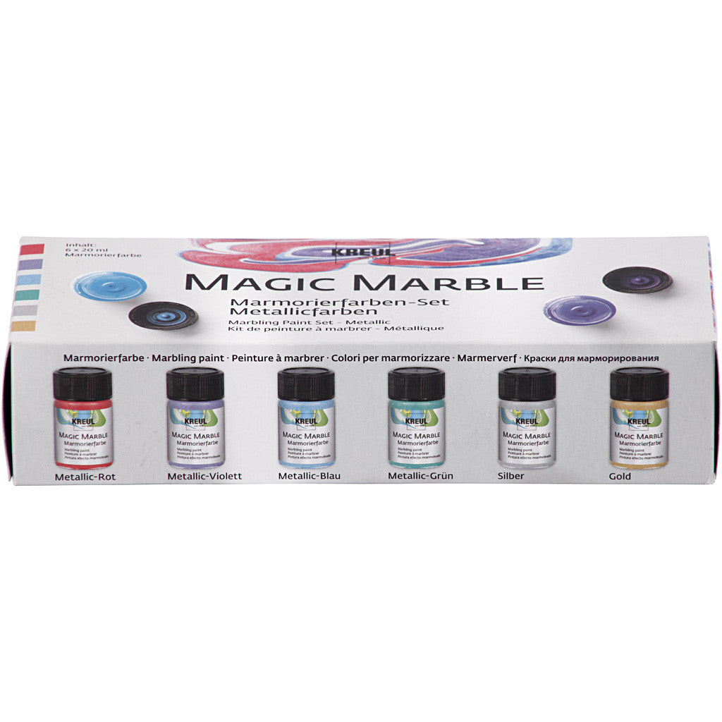 Magic Marble Paint, metallic colours, 6x20 ml/ 1 pack [HOB-30197]
