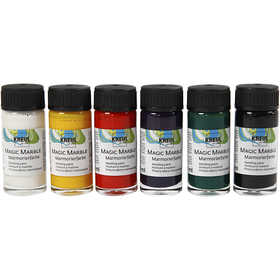 Magic Marble Paint, standard colours, 6x20 ml/ 1 pack [HOB-30199]