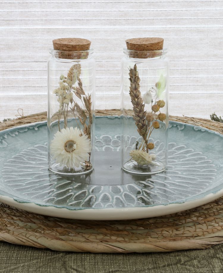 Glass tube with several dried flowers natural 12.5cm high (12 pcs.) [IFS-30346]