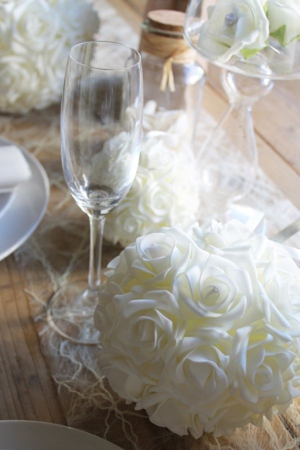 Deco Rose Ball Ø15cm white Foam (1 pc) [IFS-31212]