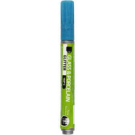 Glass & Porcelain Marker, glitter, line 2-4 mm, semi opaque, turquoise, 1 pc [HOB-31307]