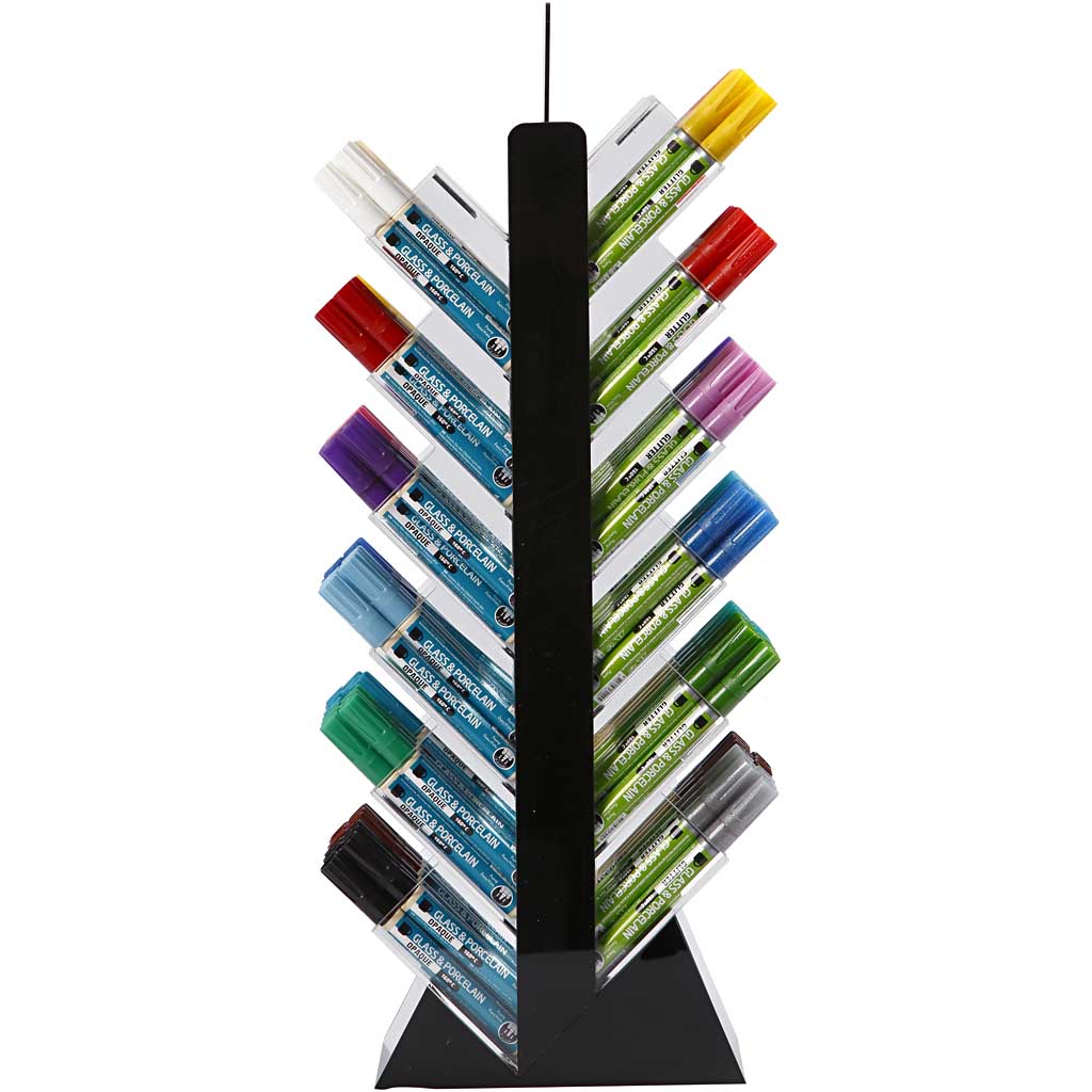 Glass & Porcelain Marker, H: 52 cm, D. 11,5 cm, W: 24 cm, assorted colours, 24x6 pc