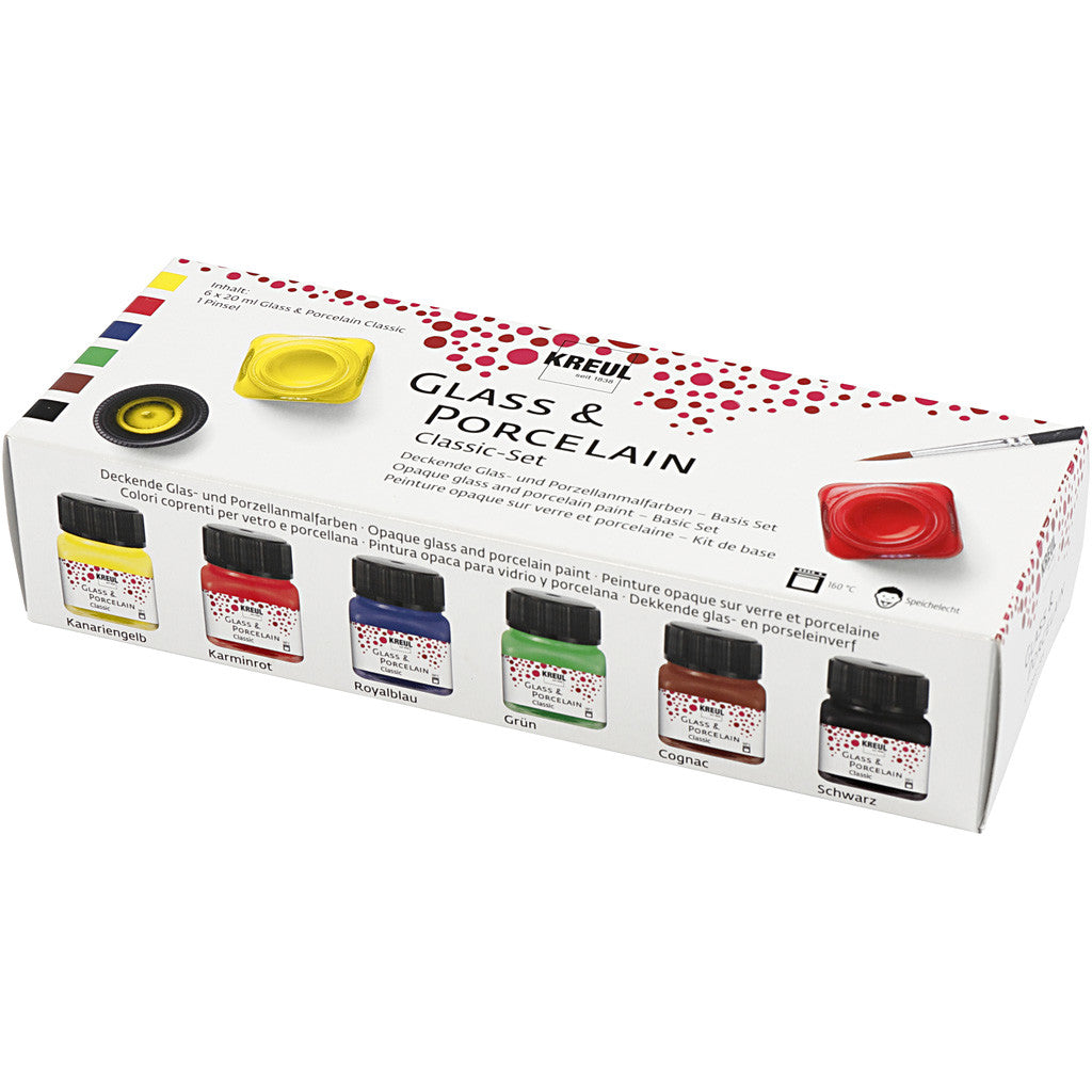 Glass & Porcelain Paint, assorted colours, 6x20 ml/ 1 pack [HOB-31405]