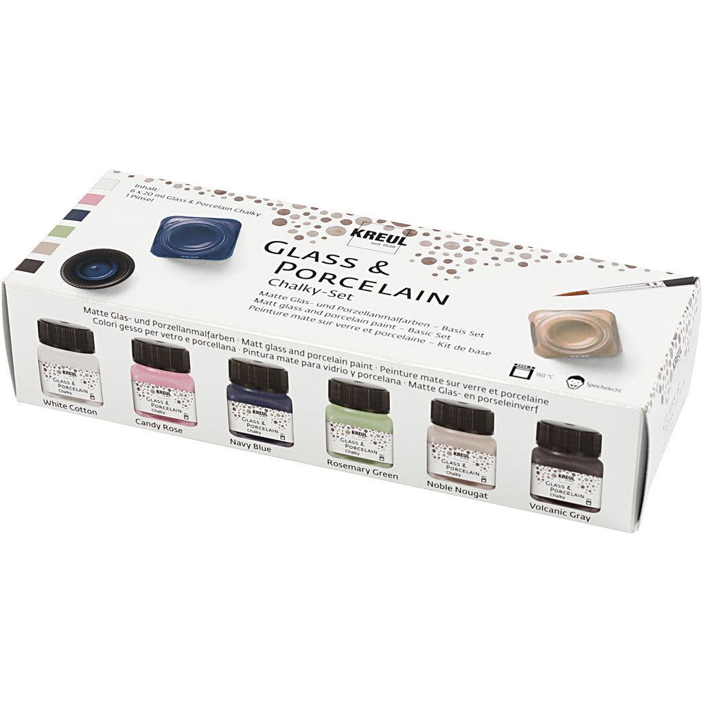 Glass & Porcelain Paint, assorted colours, 6x20 ml/ 1 pack [HOB-31407]