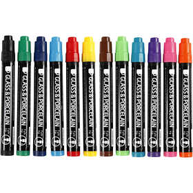 Glass and Porcelain Markers, line 1-3 mm, semi opaque, 12 pc/ 1 pack [HOB-31653]