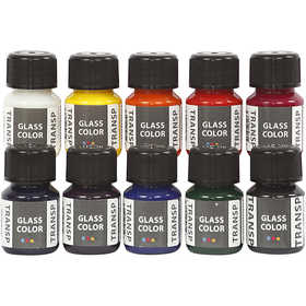 Glass Color Transparent, assorted colours, 10x30 ml/ 1 pack [HOB-31680]