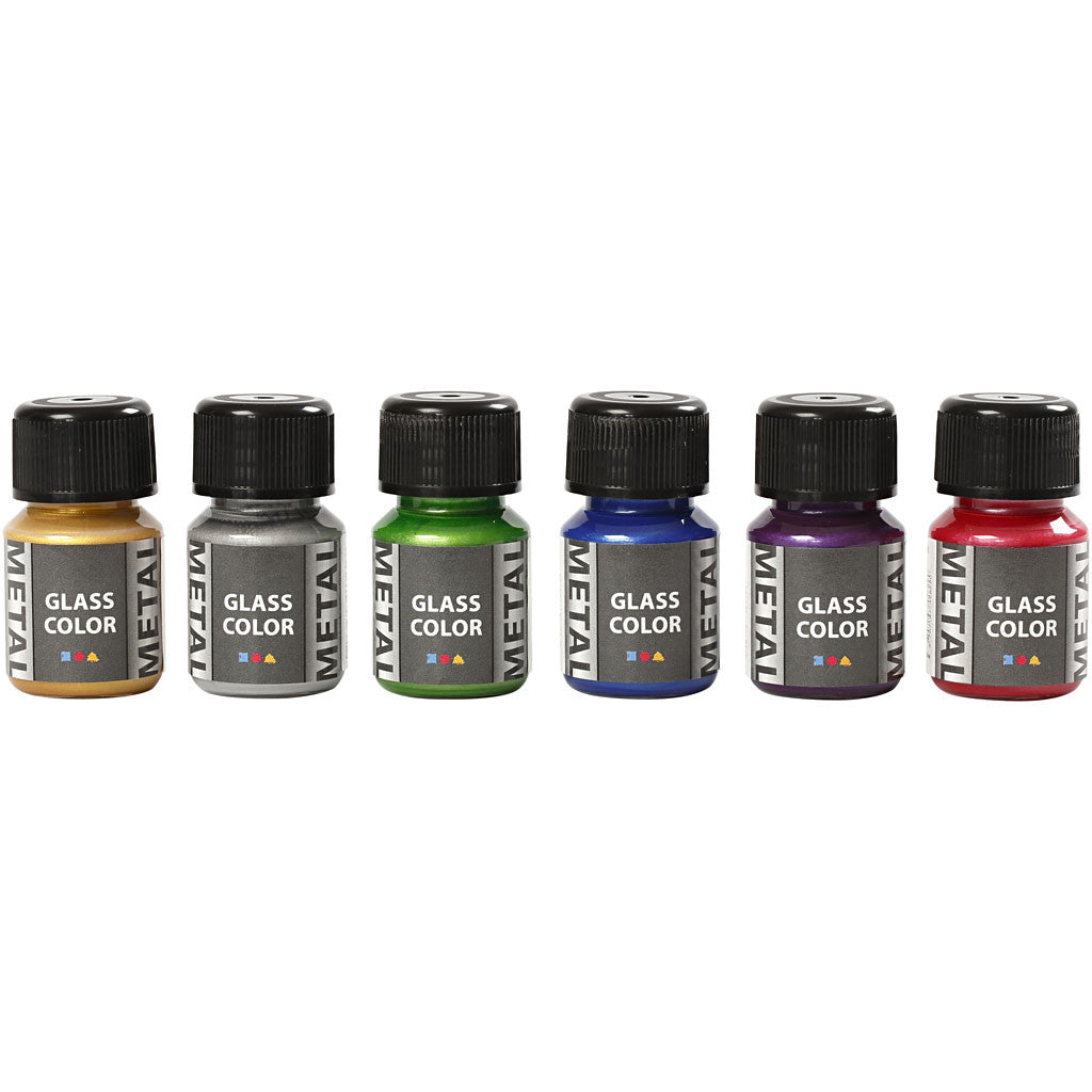 Glass Color Metal, assorted colours, 6x30 ml/ 1 pack [HOB-31762]