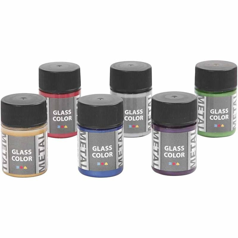 Glass Color Metal, assorted colours, 6x30 ml/ 1 pack [HOB-31762]