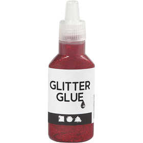 Glitter Glue, red, 25 ml/ 1 bottle [HOB-318220]