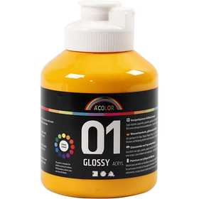 Acrylic Paint Glossy, yellow, 500 ml/ 1 bottle [HOB-32012]