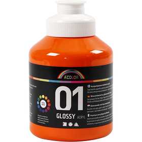 Acrylic Paint Glossy, orange, 500 ml/ 1 bottle [HOB-32014]
