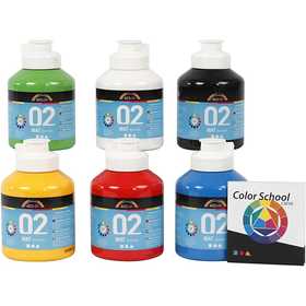Acrylic Paint Matte, primary colours, 6x500 ml/ 1 pack [HOB-32132]