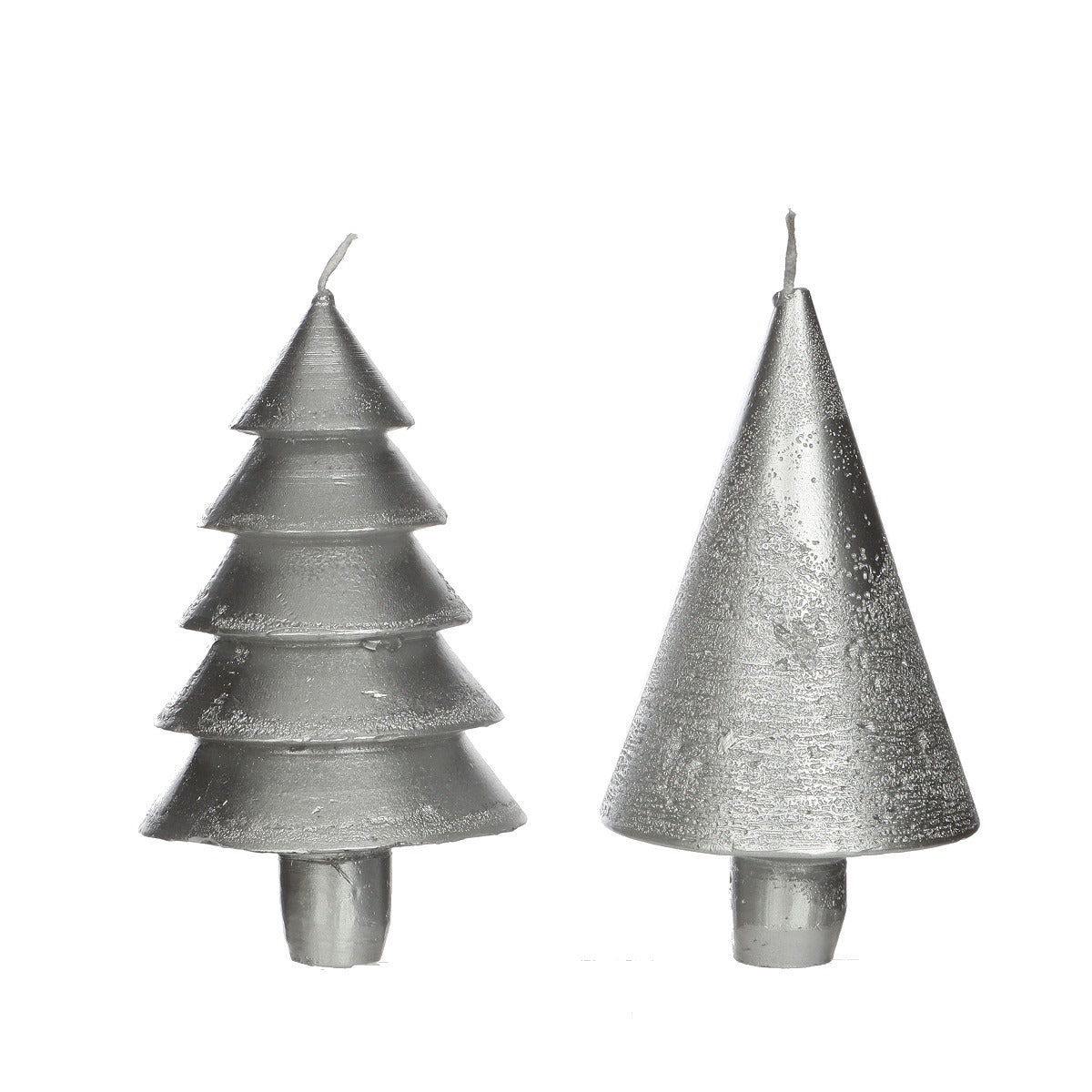 Candle set 2 kinds of trees silver (1 set, 6pcs)