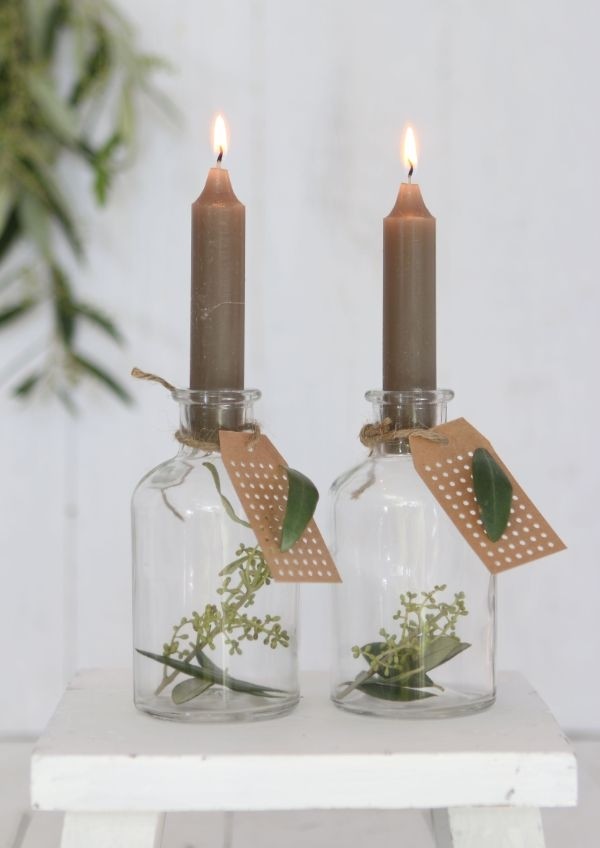 Candle tapered Moss green 11cm tall (set of 7 pcs) [IFS-32160]