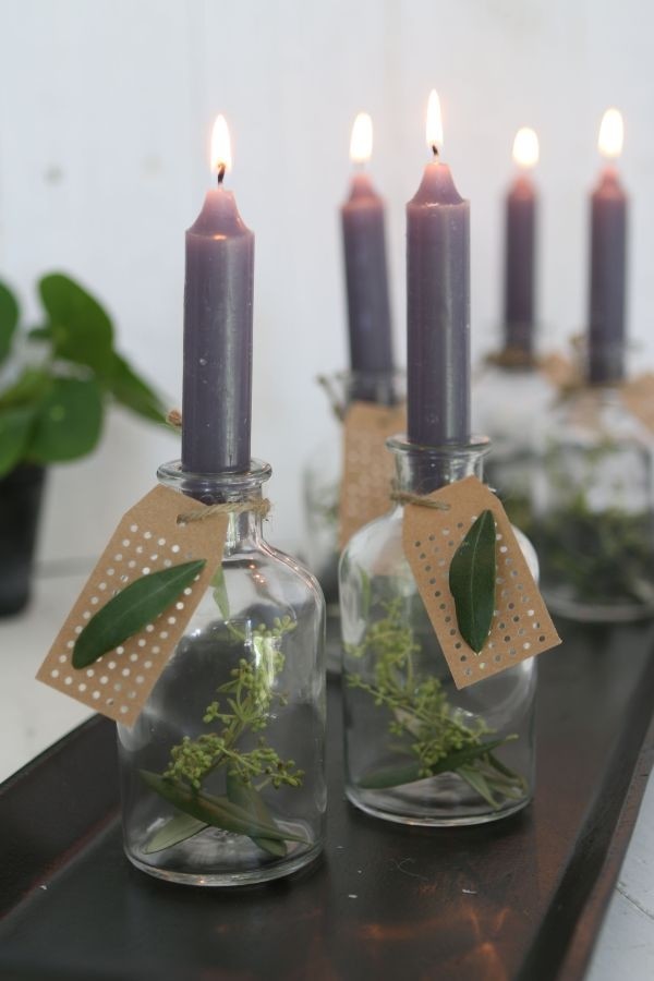 Candle tapered Grey 11cm tall (set of 7 pcs) [IFS-32166]