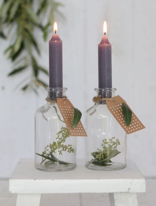 Candle tapered Grey 11cm tall (set of 7 pcs) [IFS-32166]