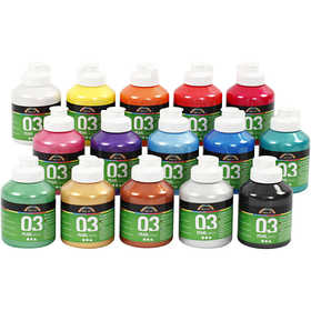 Acrylic Paint Metallic, metallic, assorted colours, 15x500 ml/ 1 pack [HOB-32200]