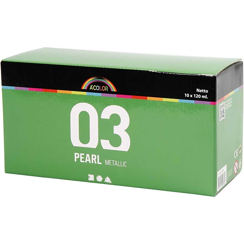 Acrylic Paint Metallic, metallic, assorted colours, 10x120 ml/ 1 pack [HOB-32201]