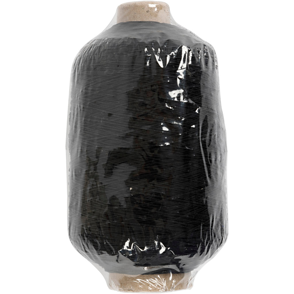 Thin, round elastic thread, black, 1500 m/ 1 roll [HOB-32339]