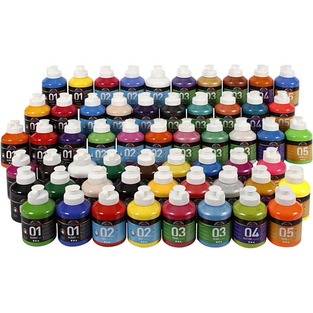 Acrylic Paint, assorted colours, 57x500 ml/ 1 pack [HOB-32599]