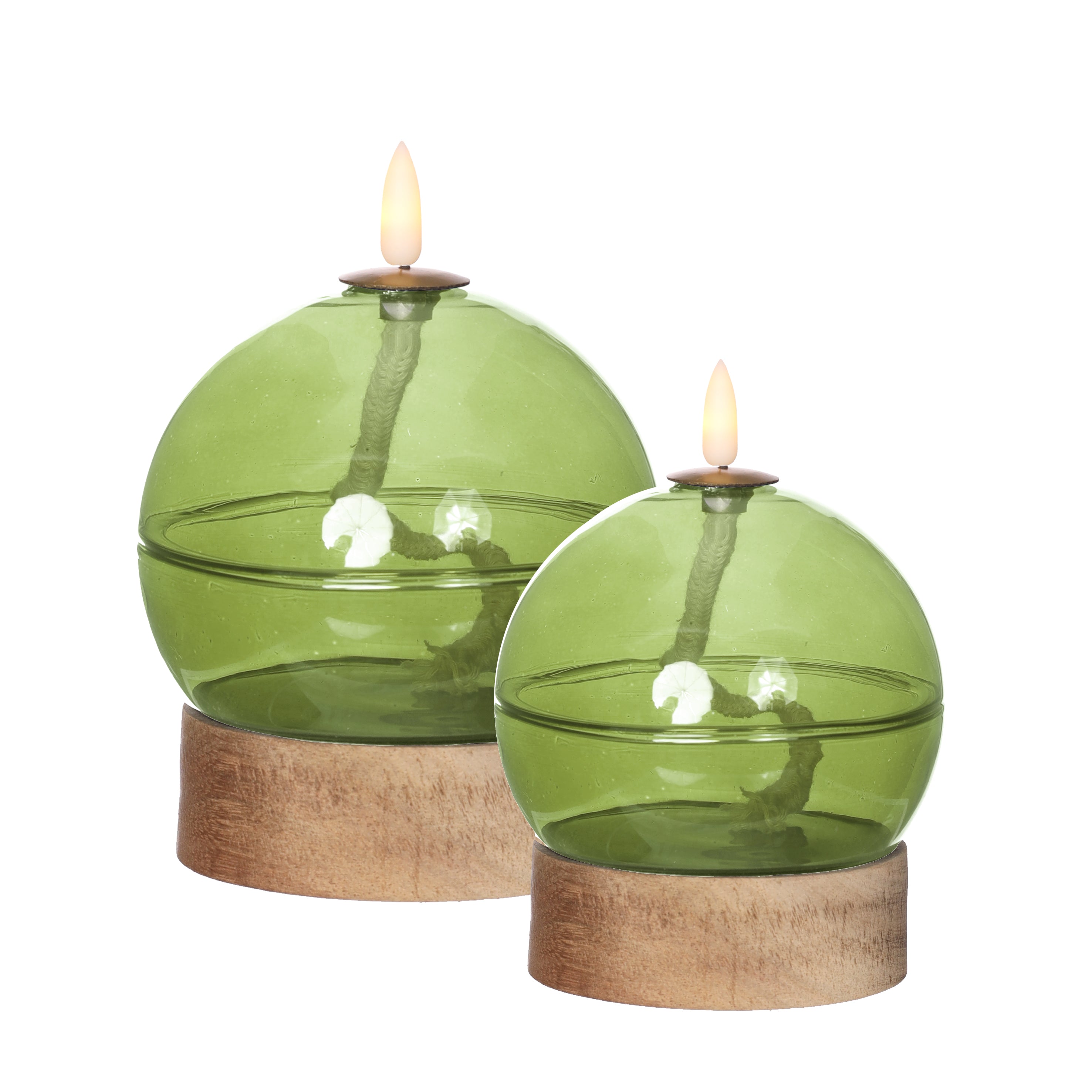 Led oil lamp h13,5 Ø10 cm light green (1 pc) [IFS-32805]