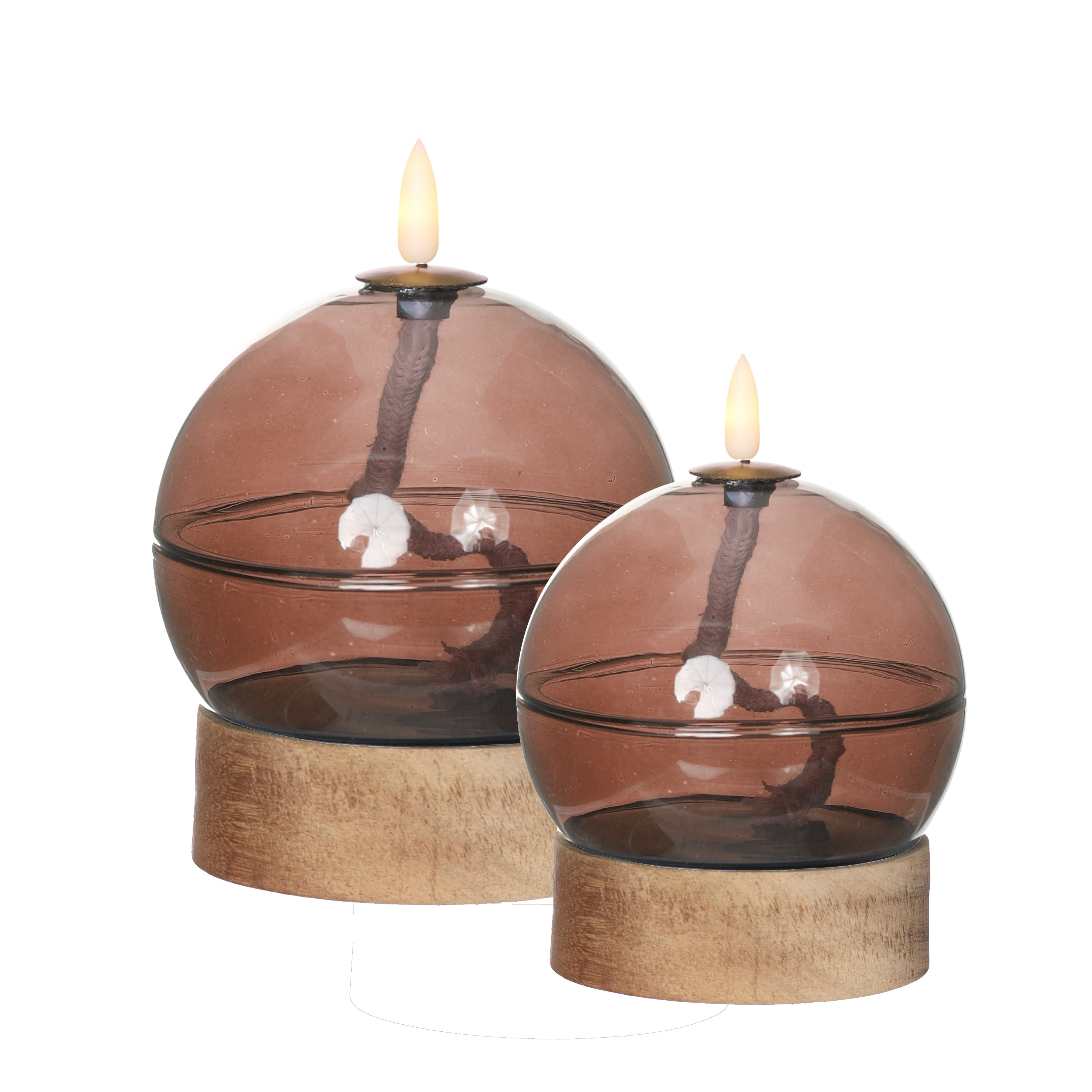 Led oil lamp h16,5 Ø12 cm mahogany (1 pc) [IFS-32818]