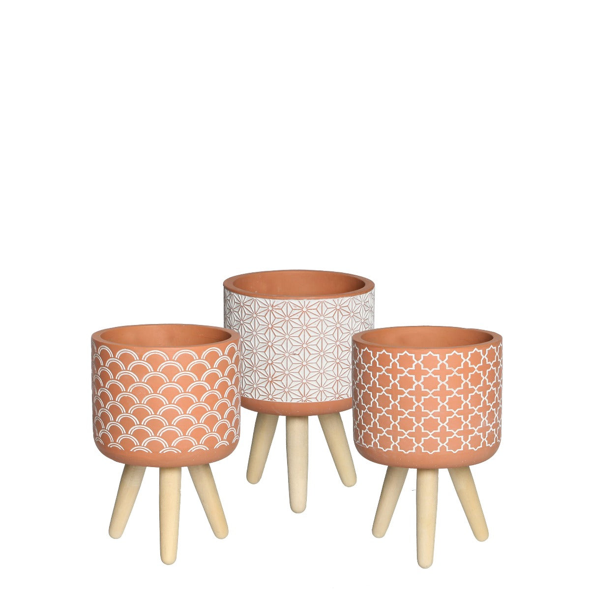 Plant pot Terra cement with wooden legs 18cm high (6 pcs.)