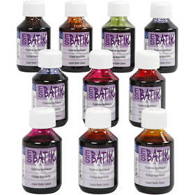 Batik Dye, assorted colours, 10x100 ml/ 1 pack [HOB-33341]