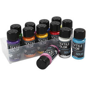 Textile Solid, opaque, assorted colours, 12x50 ml/ 1 pack [HOB-34199]