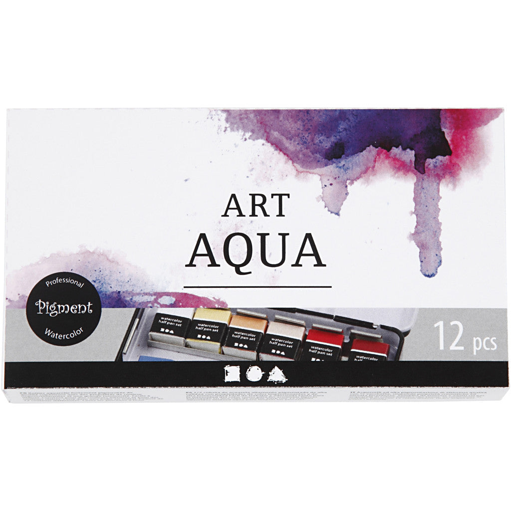 Art Watercolour, ½-pan, size 10x15x20 mm, standard colours, 12 colour/ 1 pack [HOB-34244]