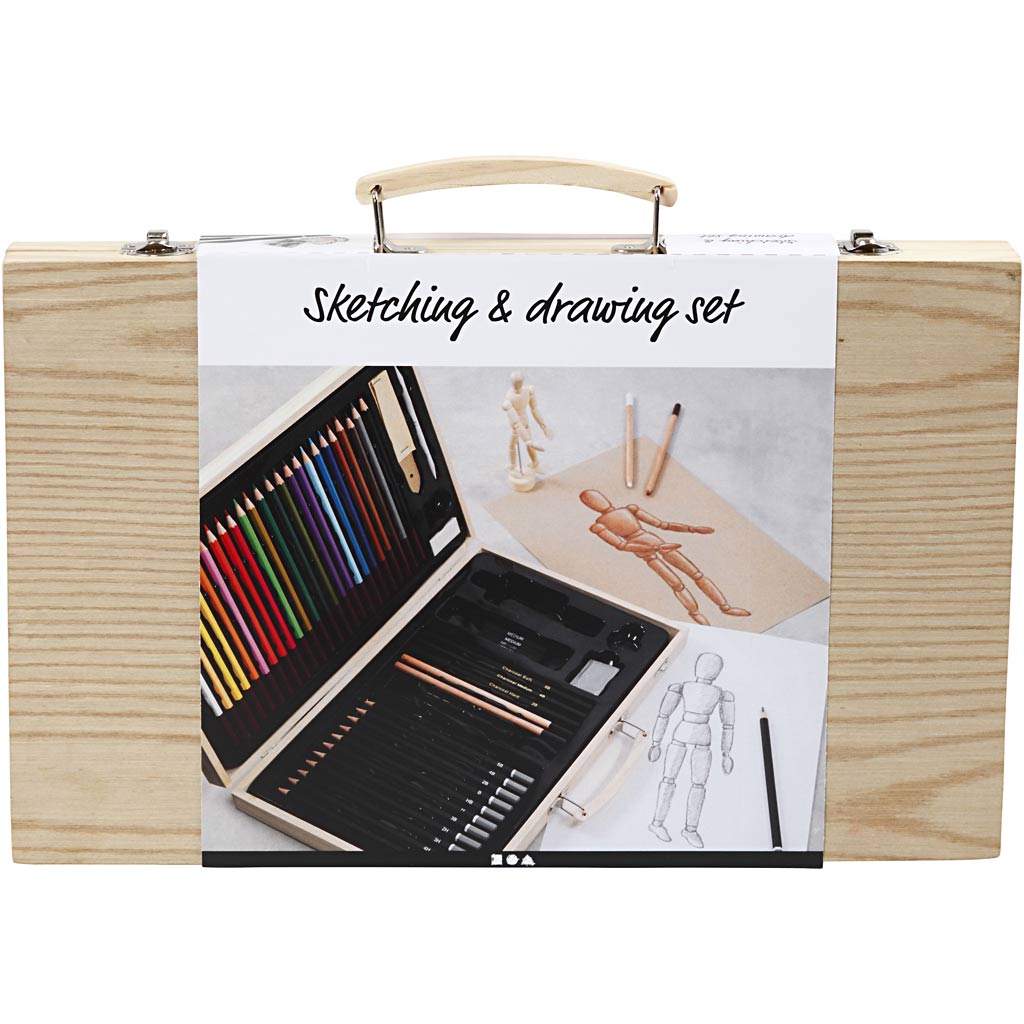 Sketch and drawing set, assorted colours, 1 pc [HOB-34299]