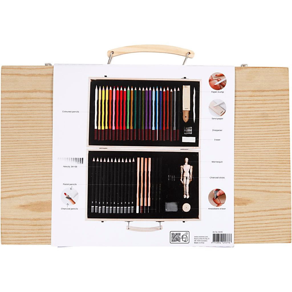 Sketch and drawing set, assorted colours, 1 pc [HOB-34299]