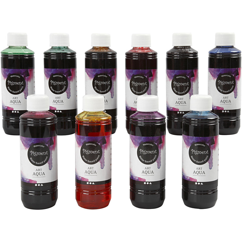 Liquid WaterColour, assorted colours, 10x250 ml/ 1 pack [HOB-34398]
