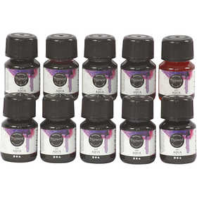 Liquid WaterColour, assorted colours, 10x30 ml/ 1 pack [HOB-34399]