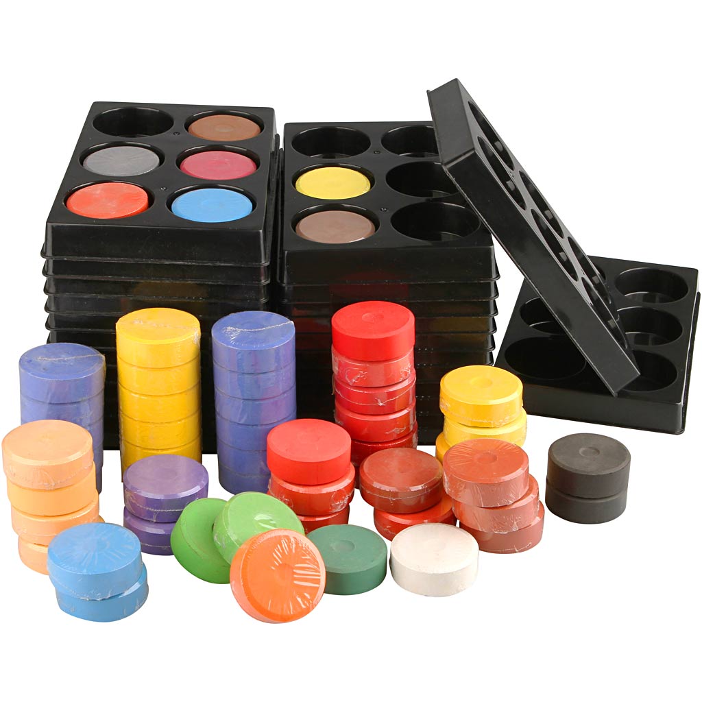 Watercolours, H: 16 mm, dia. 44 mm, assorted colours