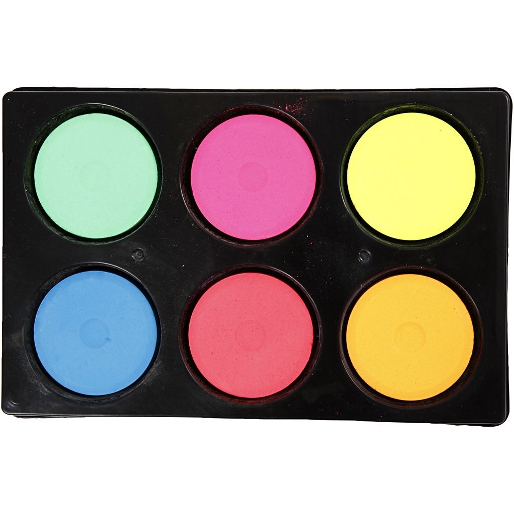 Watercolours, H: 16 mm, dia. 44 mm, neon colours, 1 pack [HOB-34591]
