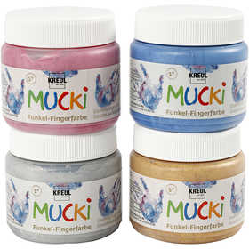 Mucki Finger Paint, metallic blue, metallic gold, metallic rose, metallic silver, 4x150 ml/ 1 pack [HOB-34750]
