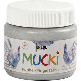 Mucki Finger Paint, metallic silver, 150 ml/ 1 tub [HOB-34752]