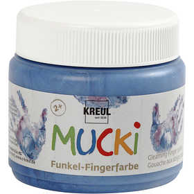 Mucki Finger Paint, metallic blue, 150 ml/ 1 tub [HOB-34755]