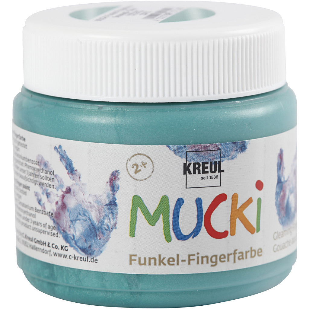 Mucki Finger Paint, metallic green, 150 ml/ 1 tub [HOB-34756]