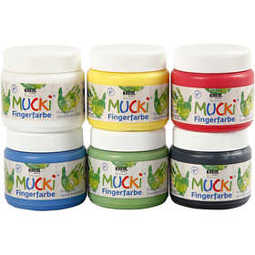 Mucki Finger Paint, assorted colours, 6x150 ml/ 1 pack [HOB-34766]